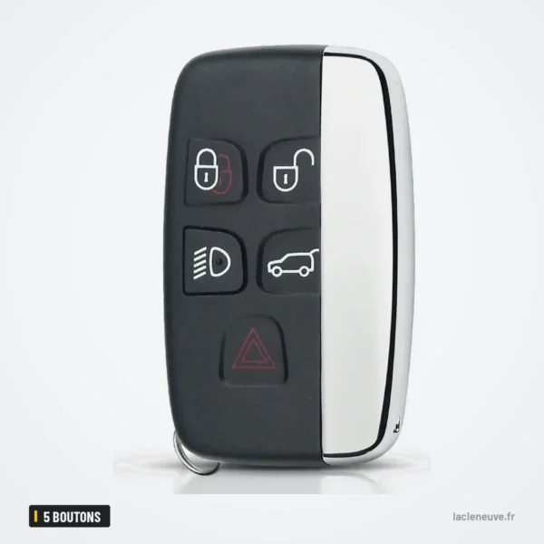 Coque de clé 5 boutons pour Land Rover Range Rover Sport, Evoque, LR4 - vue de face, cinq boutons avec pictogrammes