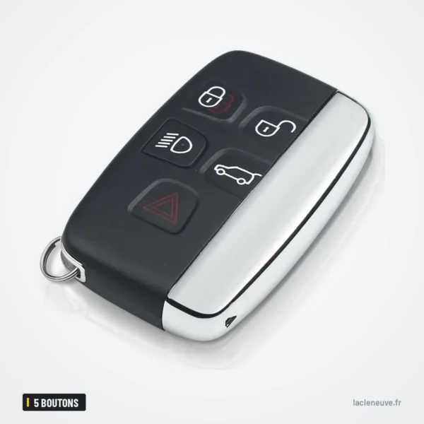 Coque de clé 5 boutons pour Land Rover Range Rover Sport, Evoque, LR4 - vue de face légèrement inclinée, cinq boutons