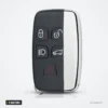 Coque de clé 5 boutons pour Land Rover Range Rover Sport, Evoque, LR4 - vue de face, bouton alarme rouge visible