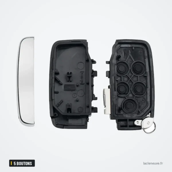 Coque de clé 5 boutons pour Land Rover Range Rover Sport, Evoque, LR4 - coque ouverte, logement de la pile visible