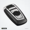 Coque de clé CAS4 3/4 boutons pour BMW Série 1, 3, 5, 7 - vue de face, coque noire et argent