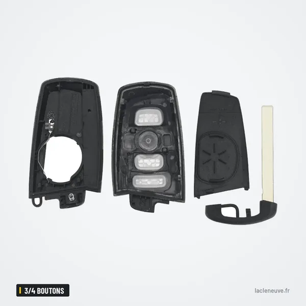 Coque de clé CAS4 3/4 boutons pour BMW Série 1, 3, 5, 7 - trois éléments détachés, vue éclatée