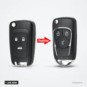 Coque de clé pour Chevrolet Cruze, Camaro, Impala, Epica, lame HU100 - transformation avant après, deux vers trois boutons