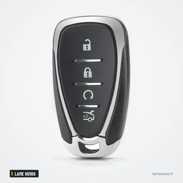Coque de clé pour Chevrolet Cruze, Camaro, Malibu, Equinox, lame HU100 - vue de face, trois boutons visibles