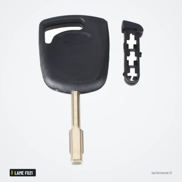 Coque de clé pour Ford Focus, Mondeo, Fiesta, Ka, lame FO21 - tête de clé et clip denté séparés