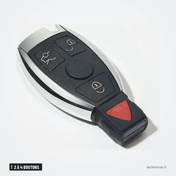 Coque de clé intelligente 2 à 4 boutons pour BMW, Mercedes-Benz Classe S - clé vue de profil inclinée, trois boutons