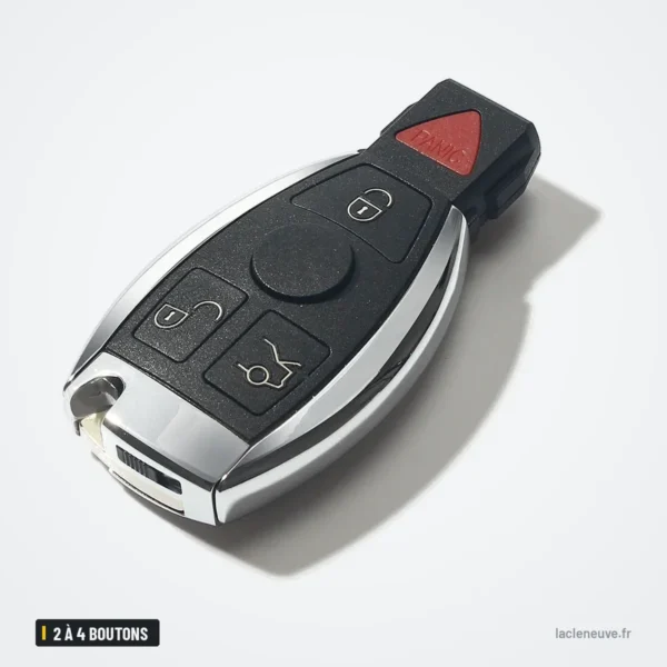 Coque de clé intelligente 2 à 4 boutons pour BMW, Mercedes-Benz Classe S - clé vue de profil, quatre boutons ovale