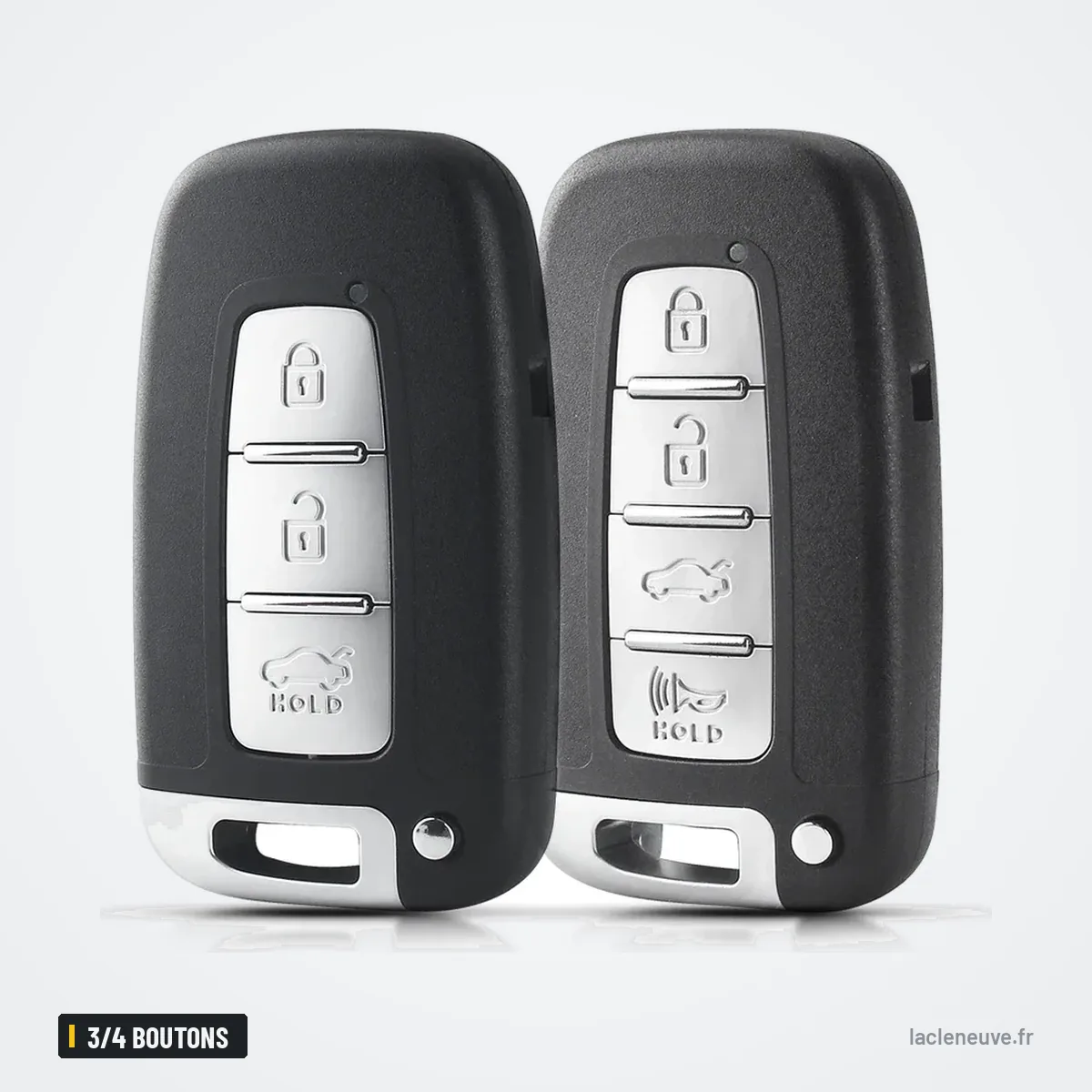 Coque de clé intelligente 3/4 boutons pour Kia Sportage, Sorento, Rio - deux coques côte à côte, faces opposées Coque de clé intelligente 3/4 boutons pour Kia Sportage, Sorento, Rio - deux coques côte à côte, faces opposées