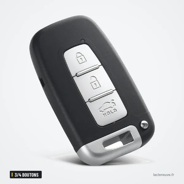 Coque de clé intelligente 3/4 boutons pour Kia Sportage, Sorento, Rio - vue de trois quarts, boutons visibles