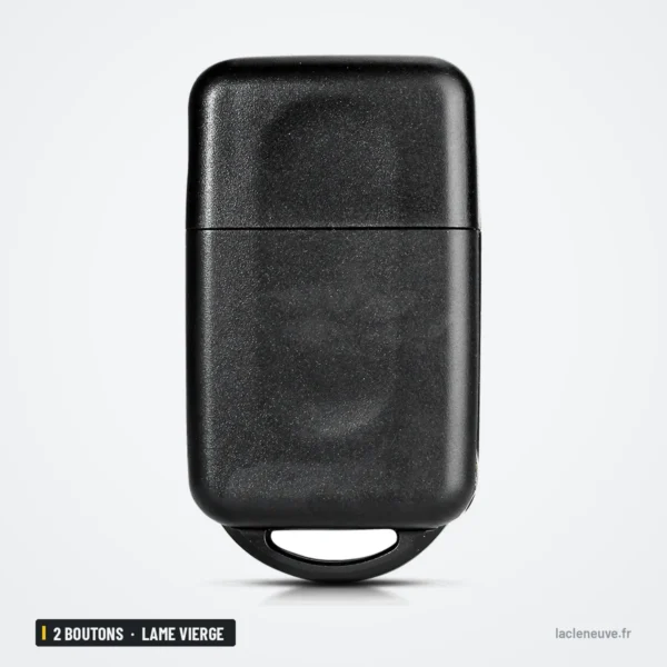 Coque de clé à lame 2 boutons pour Nissan Micra, Qashqai, Juke, lame vierge - vue de dos, coque lisse