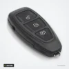 Coque de clé à lame 3 boutons pour Ford Focus, Fiesta, Kuga, Mondeo - vue de trois quarts, logo visible