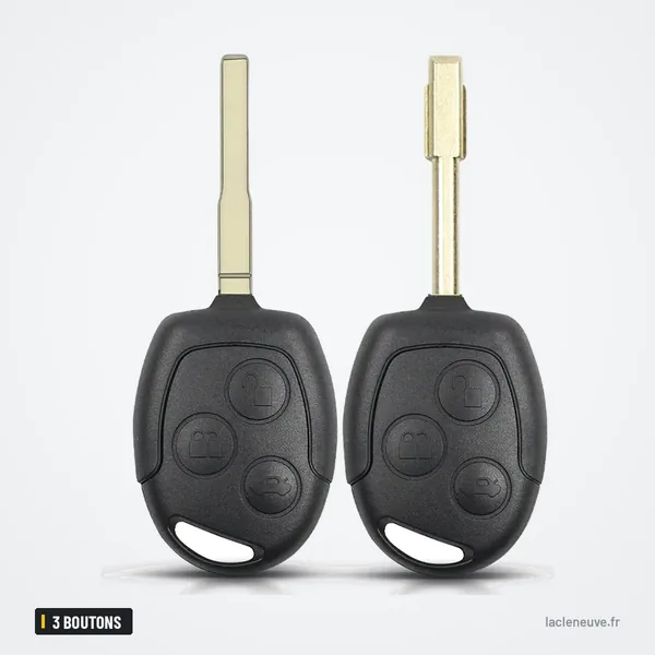 Coque de clé à lame 3 boutons pour Ford Mondeo, Focus, Fiesta, HU101/FO21 - deux clés debout, lame dépliée vers le haut