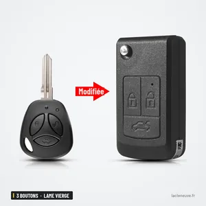 Coque de clé à lame 3 boutons pour Lada Priora, Niva, Samara, lame vierge - comparaison avant et après transformation