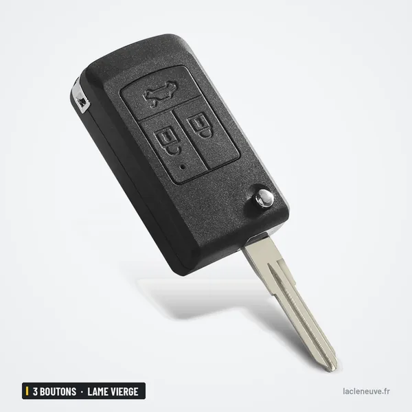 Coque de clé à lame 3 boutons pour Lada Priora, Niva, Samara, lame vierge - vue de face, lame déployée