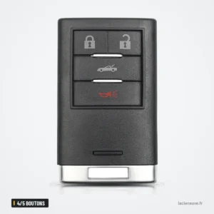 Coque de clé à lame 4/5 boutons pour Cadillac DTS, CTS, STS, XTS - télécommande à quatre boutons, vue de face