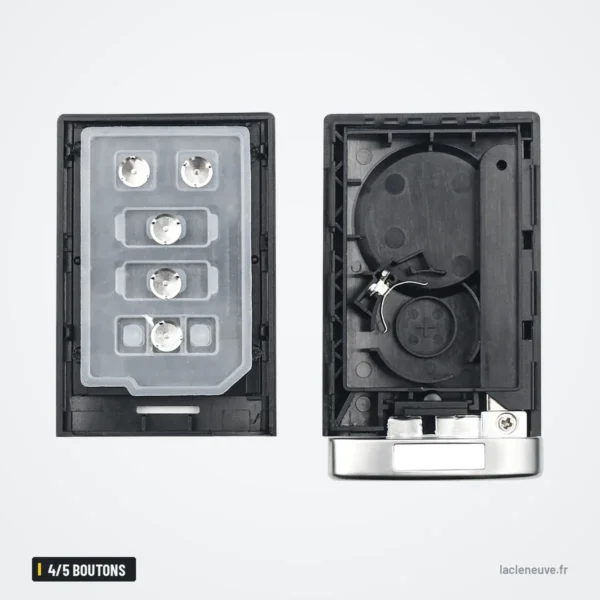 Coque de clé à lame 4/5 boutons pour Cadillac DTS, CTS, STS, XTS - boîtier ouvert, contacts et circuit visibles
