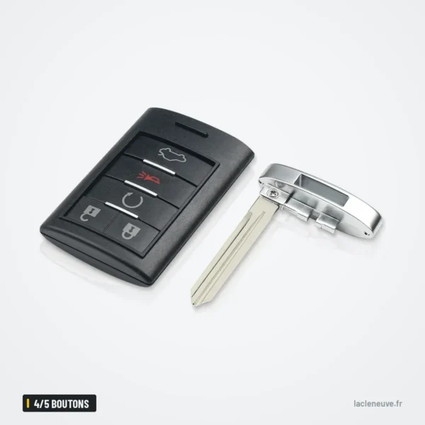 Coque de clé à lame 4/5 boutons pour Cadillac DTS, CTS, STS, XTS - télécommande avec lame sortie, vue d'ensemble