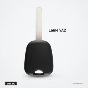 Coque de clé à lame pour Citroën C2, C3, C5, Peugeot 206, 207, lame VA2 - lame repérée, vue de profil avec tête de coque