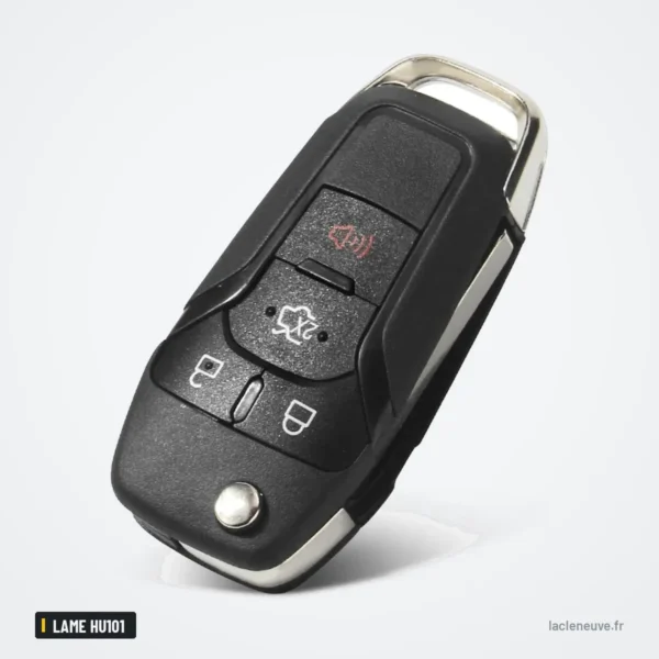 Coque de clé à lame pour Ford Focus, Fiesta, Mondeo, Kuga, lame HU101 - vue de profil, arceau métallique visible