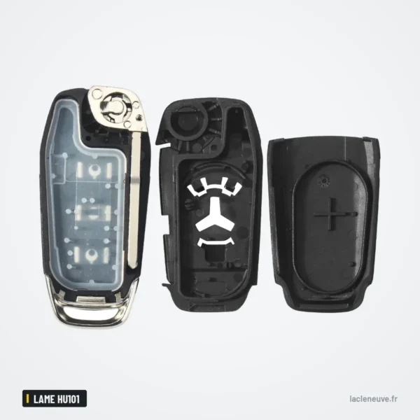 Coque de clé à lame pour Ford Focus, Fiesta, Mondeo, Kuga, lame HU101 - coque démontée, circuit imprimé visible