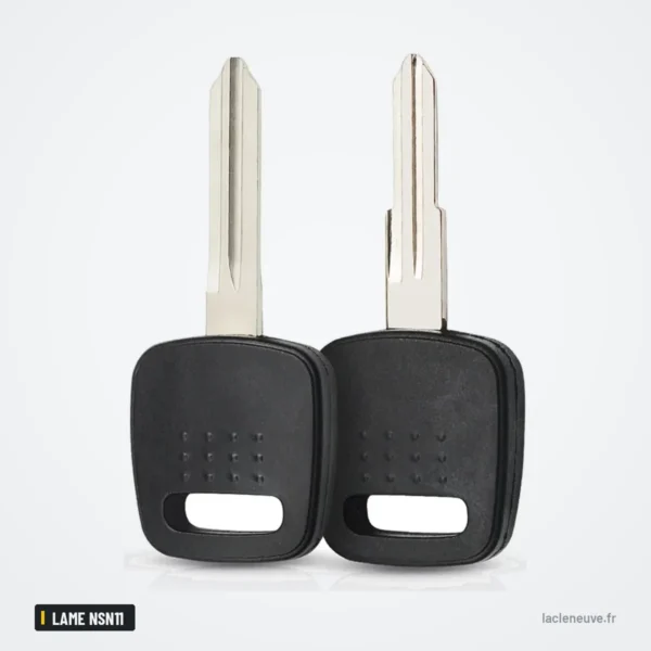 Coque de clé à lame pour Nissan A32, A33, Versa, Sylphy, lame NSN11 ou NSN14 - deux clés complètes posées côte à côte