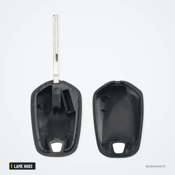 Coque de clé à lame pour Peugeot 508, Citroën Élysée, lame HU83 - coque ouverte avec emplacement de la lame