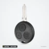 Coque de clé à lame vierge 3 boutons pour Smart Fortwo, Forfour, Roadster - vue inclinée, lame insérée, trois boutons