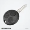 Coque de clé à lame vierge 3 boutons pour Smart Fortwo, Forfour, Roadster - vue de face, lame dressée vers le haut