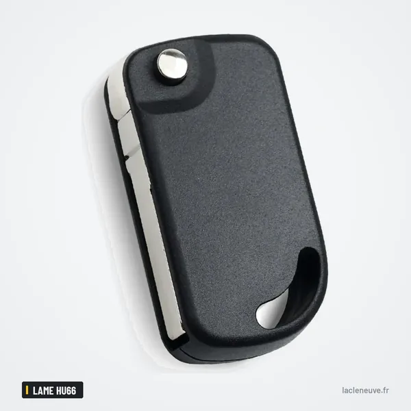 Coque de clé à lame pour Volkswagen, lame HU66 - vue de dos, lame repliée
