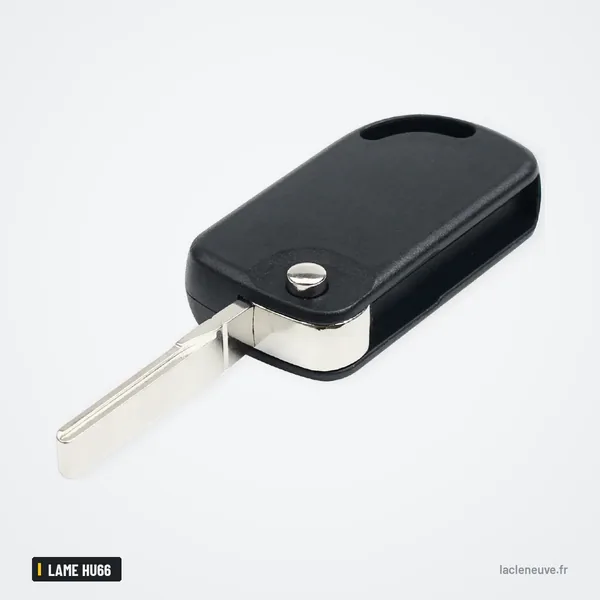 Coque de clé à lame pour Volkswagen, lame HU66 - vue de profil, boîtier fermé