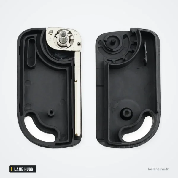 Coque de clé à lame pour Volkswagen, lame HU66 - coque ouverte, mécanisme de la lame