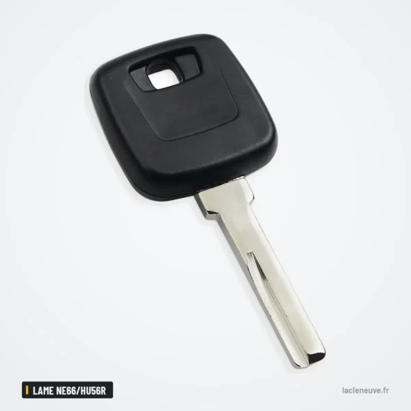 Coque de clé à lame pour Volvo S40, S60, S80, V40, XC90, lame NE66/HU56R - vue de face, bouton rond visible