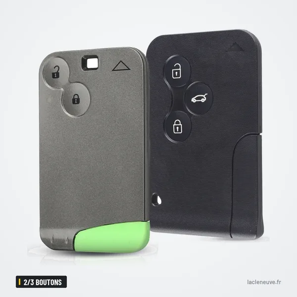 Coque de clé noire 2/3 boutons pour Renault Clio, Megane, Scenic - deux coques comparées, vue de face