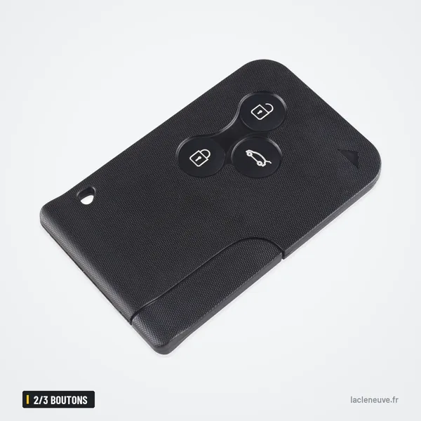 Coque de clé noire 2/3 boutons pour Renault Clio, Megane, Scenic - vue de face, trois boutons visibles