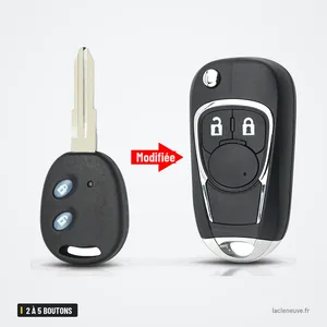 Coque de clé pliable 2 à 5 boutons pour Chevrolet Aveo, Spark, Epica, Sail - comparaison avant et après transformation