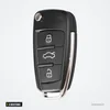 Coque de clé pliable 3 boutons pour Audi A3, A4, A6, Q7, TT - vue de profil, lame partiellement sortie