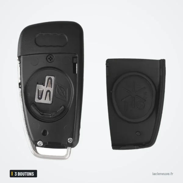 Coque de clé pliable 3 boutons pour Audi A3, A4, A6, Q7, TT - coque avant et arrière côte à côte