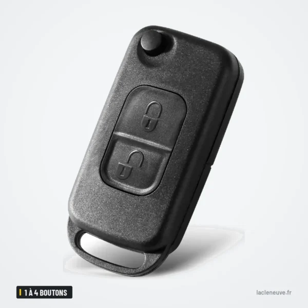 Coque de clé pliante 1 à 4 boutons pour Mercedes-Benz W124, W168, W203 - coque fermée, vue de face