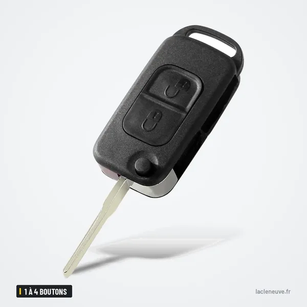 Coque de clé pliante 1 à 4 boutons pour Mercedes-Benz W124, W168, W203 - lame dépliée, vue de profil
