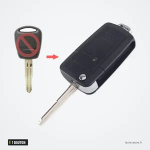 Coque de clé pliante 1 bouton pour Hyundai Getz, Accent, Kia Rio - comparaison avant clé droite barrée et après coque pliante