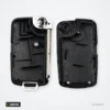 Coque de clé pliante 1 bouton pour Hyundai Getz, Accent, Kia Rio, Picanto - coque ouverte, deux moitiés avec ressort interne