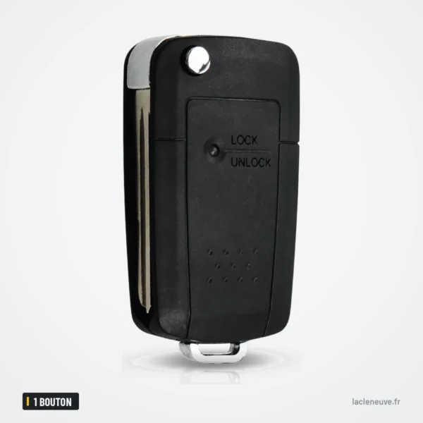 Coque de clé pliante 1 bouton pour Hyundai Getz, Accent, Kia Rio, Picanto - vue de profil, inscriptions sur la tranche