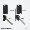 Coque de clé pliante 2/3/4 boutons pour Fiat Scudo, Lancia Phedra, lame HU83 - deux lames comparées avec repères gravés
