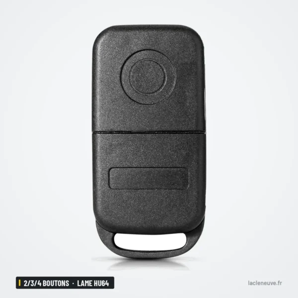 Coque de clé pliante 2/3/4 boutons pour Mercedes Classe A, C, E, ML, lame HU64 - dos uni de la coque, sans lame