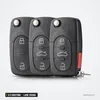 Coque de clé pliante 2/3 boutons pour Audi A3, A4, A6, A8, lame vierge - trois coques noires alignées