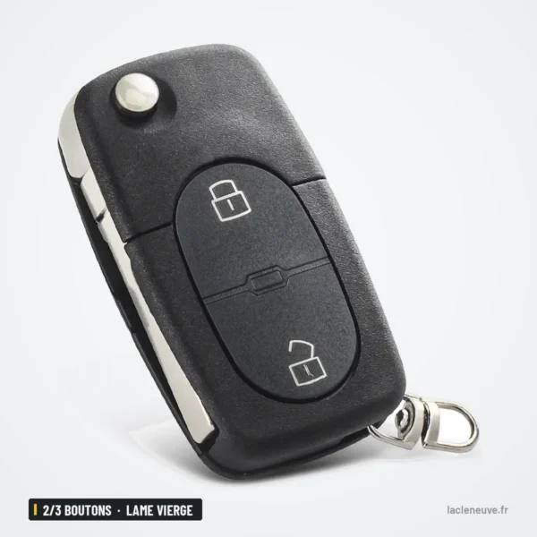 Coque de clé pliante 2/3 boutons pour Audi A3, A4, A6, A8, lame vierge - clé pliante dépliée, deux boutons