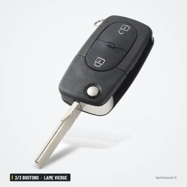 Coque de clé pliante 2/3 boutons pour Audi A3, A4, A6, A8, lame vierge - clé avec lame déployée de profil