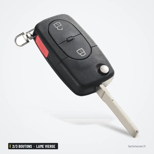 Coque de clé pliante 2/3 boutons pour Audi A3, A4, A6, A8, lame vierge - clé avec anneau et lame déployée
