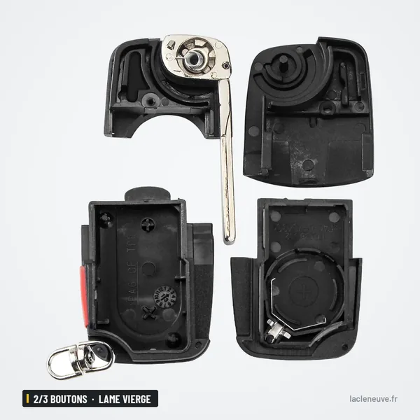 Coque de clé pliante 2/3 boutons pour Audi A3, A4, A6, A8, lame vierge - coque démontée, mécanisme visible