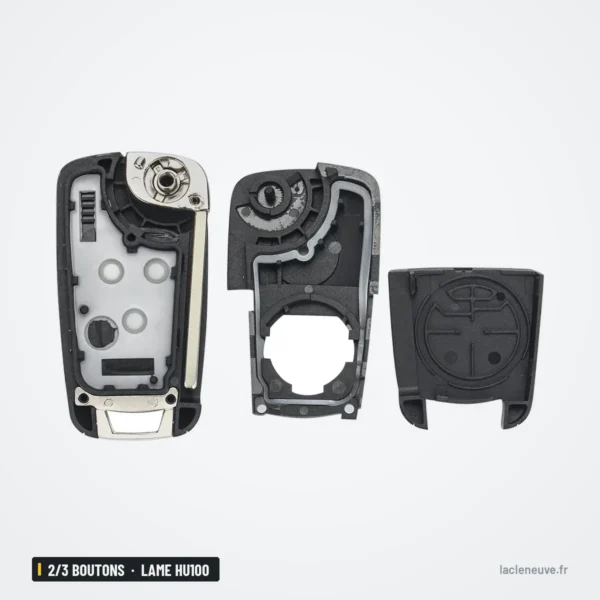 Coque de clé pliante 2/3 boutons pour Chevrolet, Buick, lame HU100 - mécanisme éclaté en trois parties